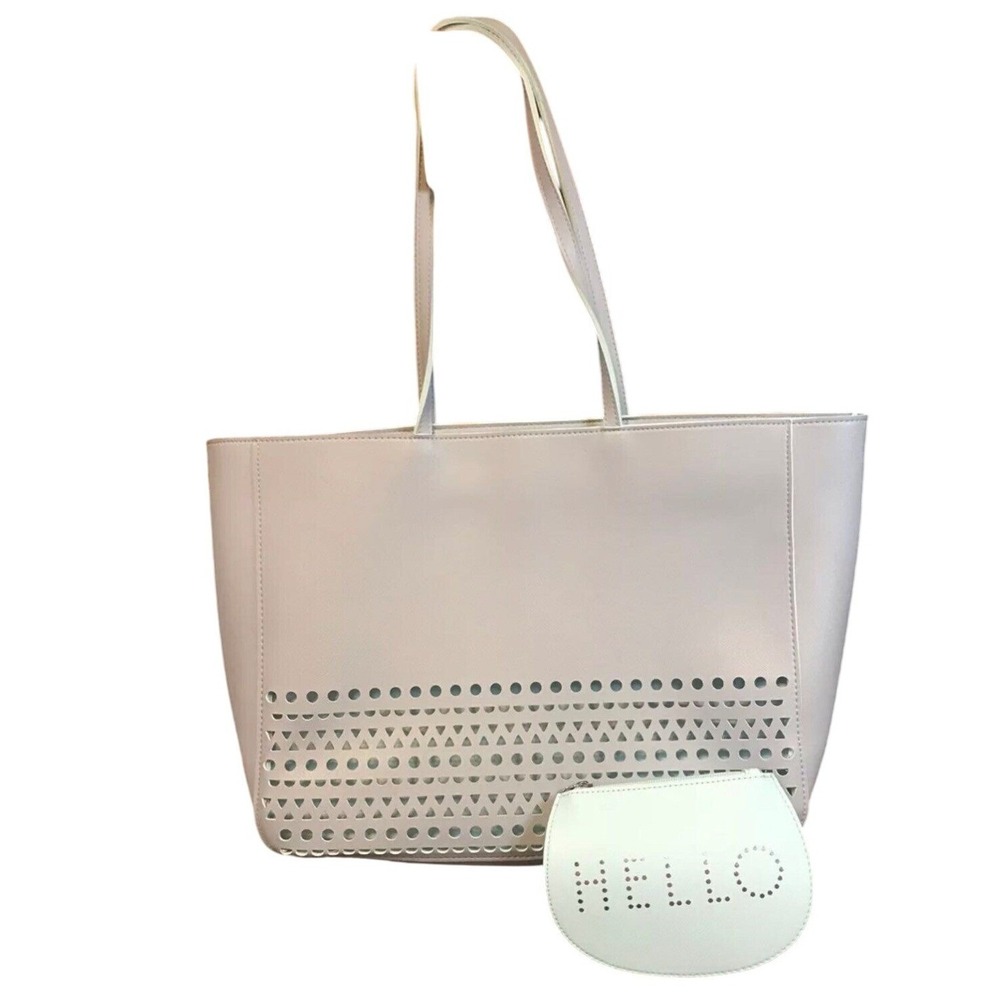 Pale Pink‎ Perforated Tote Bag with Matching Coin Pouch Set